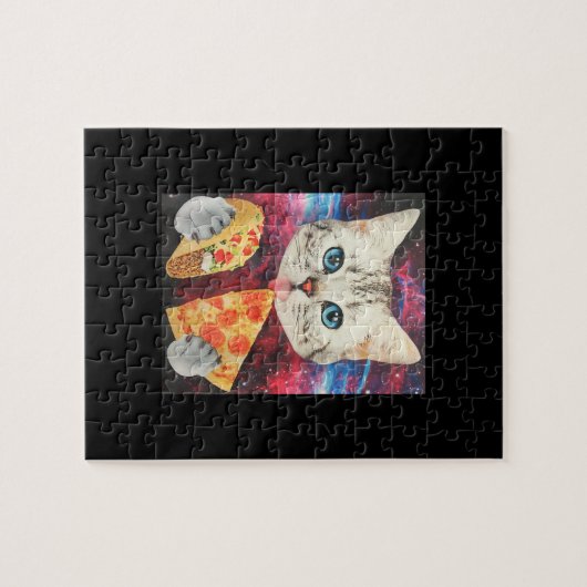 Funny Niedlich Auuter Space Galaxy Cat Meme Pizza Puzzle (Horizontal)