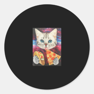 Funny Niedlich Auuter Space Galaxy Cat Meme Pizza Runder Aufkleber