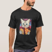 Funny Niedlich Auuter Space Galaxy Cat Meme Pizza T-Shirt (Vorderseite)