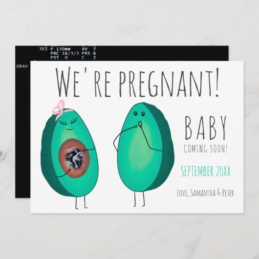 Funny niedlich avocado Ultraschall Foto Schwangers Ankündigung (Vorne/Hinten)