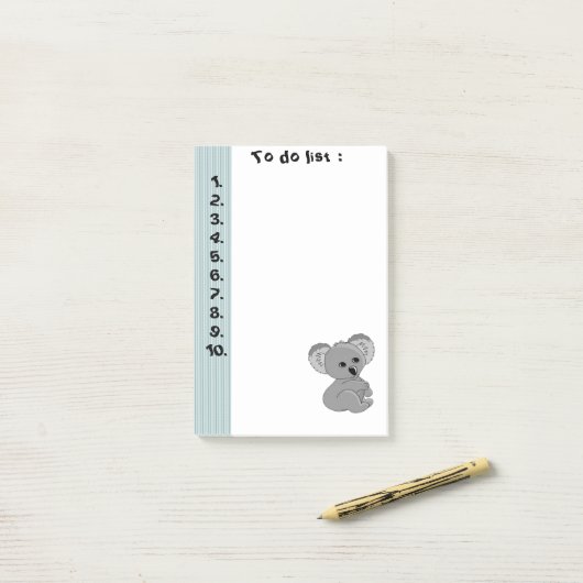 Funny niedlich baby koala" To do list" Post-it Klebezettel (Auf Schreibtisch)