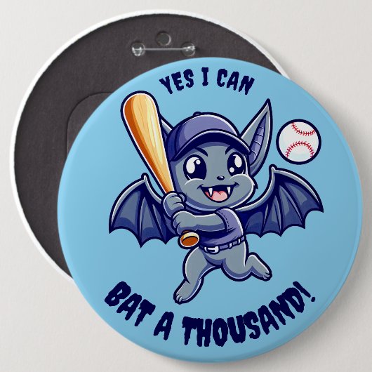 Funny Niedlich Bat Yes I Can Bat a Tausend Button (Vorne & Hinten)