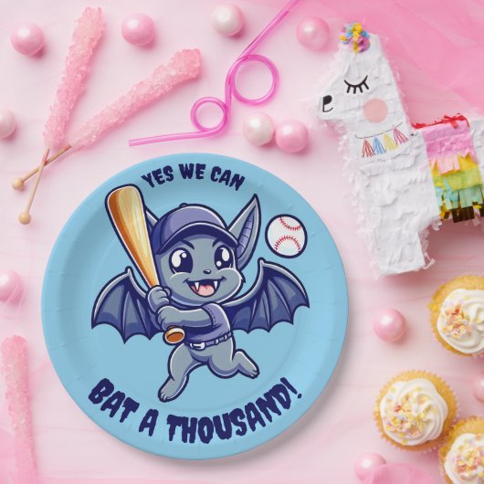 Funny Niedlich Bat Yes We Can Bat a Tausend Pappteller (Party)