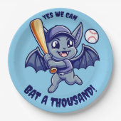 Funny Niedlich Bat Yes We Can Bat a Tausend Pappteller (Vorderseite)