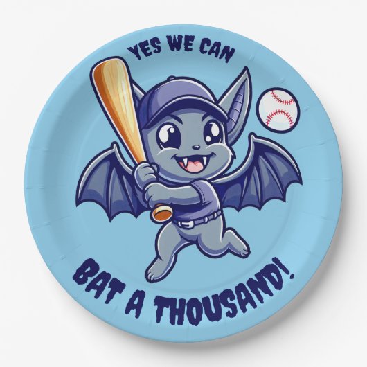 Funny Niedlich Bat Yes We Can Bat a Tausend Pappteller (Vorderseite)