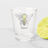 Funny Niedlich Bee Insect Buzzed Quote Puff Schnapsglas (Rückseite)