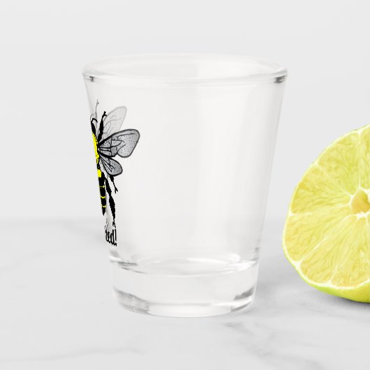 Funny Niedlich Bee Insect Buzzed Quote Puff Schnapsglas (Rechts)