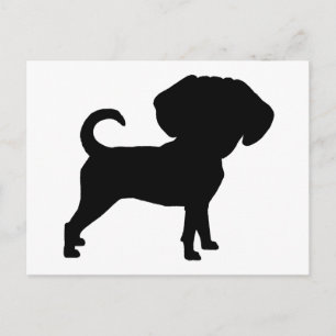 Funny Niedlich Big Head Puggle Dog Postkarte