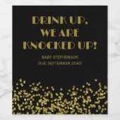 Funny Niedlich Black and Gold Birth Ankündigung Weinetikett (Einzelnes Label)
