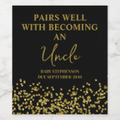 Funny Niedlich Black and Gold Pregnancy Family Rev Weinetikett (Einzelnes Label)