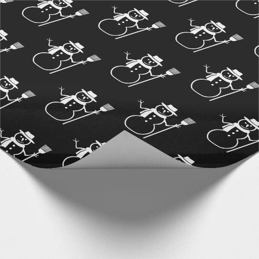 Funny Niedlich Black and White Snowman Pattern Geschenkpapier (Ecke)
