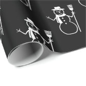 Funny Niedlich Black and White Snowman Pattern Geschenkpapier (Rolleneckpunkt)
