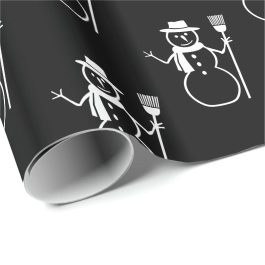 Funny Niedlich Black and White Snowman Pattern Geschenkpapier (Rolleneckpunkt)