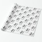Funny Niedlich Black and White Snowman Pattern Geschenkpapier (Ungerollt)