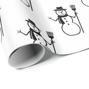 Funny Niedlich Black and White Snowman Pattern Geschenkpapier
