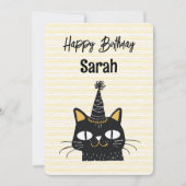 Funny Niedlich Black Cat Happy Birthday Card Einladung (Vorderseite)
