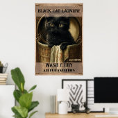 Funny niedlich Black Cat Wäsche Poster (Heimbüro)