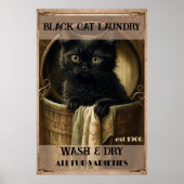 Funny niedlich Black Cat Wäsche Poster (Vorne)