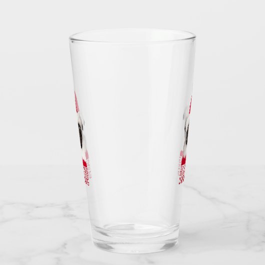 Funny Niedlich Black Mops Weihnachtsmannmütze Weih Glas (Rechts)