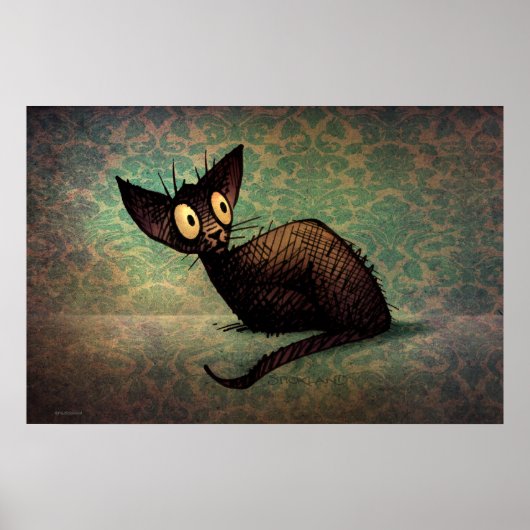 Funny Niedlich Black Oriental Cat Poster (Vorne)