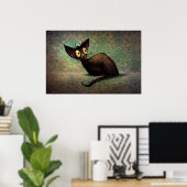 Funny Niedlich Black Oriental Cat Poster (Heimbüro)