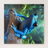 Funny Niedlich Blue Dart Frog Jigsaw Puzzle (Horizontal)