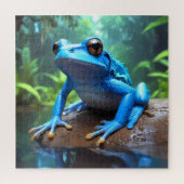Funny Niedlich Blue Dart Frog Jigsaw Puzzle (Vertikal)