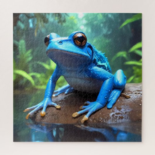 Funny Niedlich Blue Dart Frog Jigsaw Puzzle (Vertikal)