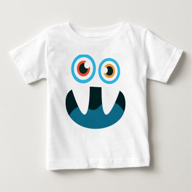 Funny Niedlich Blue Monster sieht offen aus Baby T-shirt (Vorderseite)