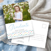 Funny Niedlich Blue Polka Dots Grad Foto Abschluss Postkarte