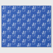 Funny Niedlich Blue und White Snowman Pattern Geschenkpapier (Flach)