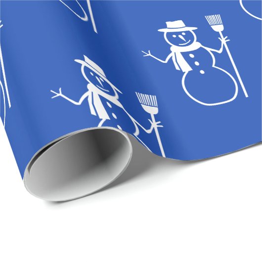 Funny Niedlich Blue und White Snowman Pattern Geschenkpapier (Rolleneckpunkt)