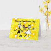 Funny Niedlich Boy Girl Valentine's Day Karte (Gelbe Blume)