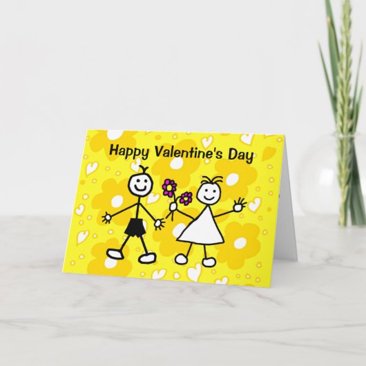 Funny Niedlich Boy Girl Valentine's Day Karte (Vorderseite)