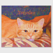 Funny Niedlich Bright Orange Tabby Cat Geschenkpapier (Flach)