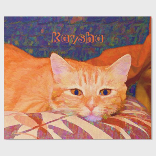 Funny Niedlich Bright Orange Tabby Cat Geschenkpapier (Flach)