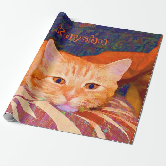 Funny Niedlich Bright Orange Tabby Cat Geschenkpapier (Ungerollt)
