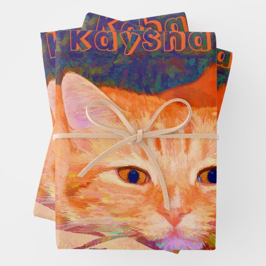 Funny Niedlich Bright Orange Tabby Cat Geschenkpapier Set (Beispiel)