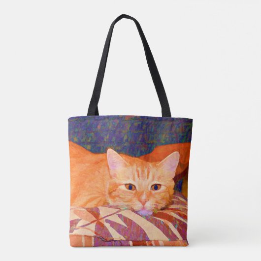 Funny Niedlich Bright Orange Tabby Cat Tasche (Rückseite)