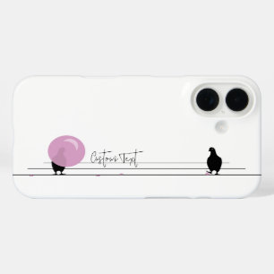 Funny Niedlich Bubblegum Birds on a Wire White iPhone 16 Hülle