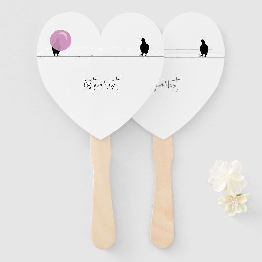 Funny Niedlich Bubblegum Birds on a Wire White Fächer (Vorne und Hinten)