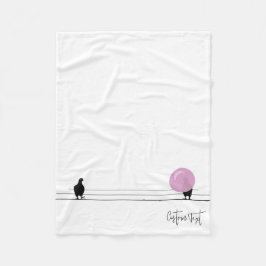 Funny Niedlich Bubblegum Birds on a Wire White Fleecedecke