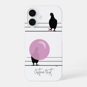 Funny Niedlich Bubblegum Birds on a Wire White iPhone 16 Hülle