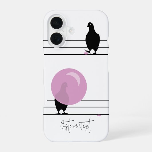 Funny Niedlich Bubblegum Birds on a Wire White iPhone 16 Hülle (Rückseite)
