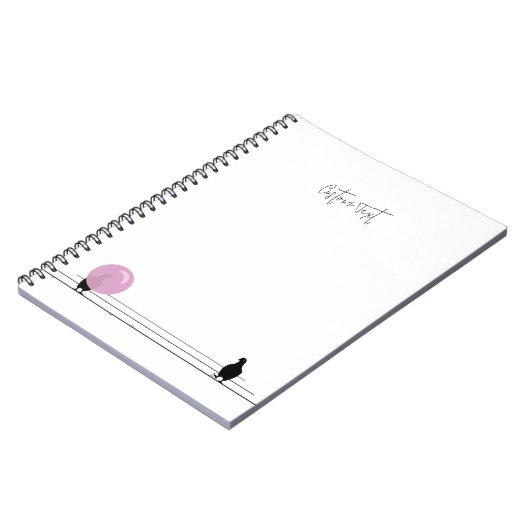 Funny Niedlich Bubblegum Birds on a Wire White Notizblock (Linke Seite)