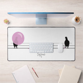 Funny Niedlich Bubblegum Birds on a Wire White Schreibtischunterlage