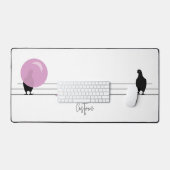Funny Niedlich Bubblegum Birds on a Wire White Schreibtischunterlage (Tastatur & Maus)