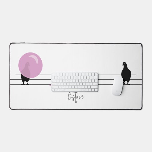 Funny Niedlich Bubblegum Birds on a Wire White Schreibtischunterlage (Tastatur & Maus)