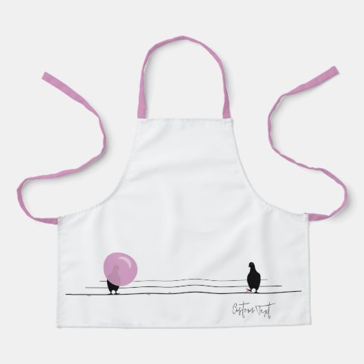 Funny Niedlich Bubblegum Birds on a Wire White Schürze (Vorderseite)