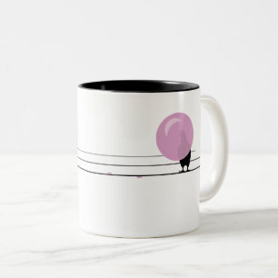 Funny Niedlich Bubblegum Birds on a Wire White Zweifarbige Tasse